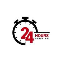 Twenty four hour service vector icon for your business. Logo element illustration, emblem, label, badge, sticker. Simple 24 hour service concept. Can be used in web and mobile.