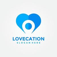 amor ubicación logo diseño modelo. concepto de favorito sitio aislado con plano estilo icono moderno. creativo mapa puntero con corazón vector símbolo.