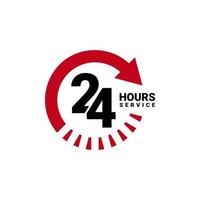 Twenty four hour service vector icon for your business. Logo element illustration, emblem, label, badge, sticker. Simple 24 hour service concept. Can be used in web and mobile.