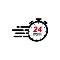 Twenty four hour service vector icon for your business. Logo element illustration, emblem, label, badge, sticker. Simple 24 hour service concept. Can be used in web and mobile.