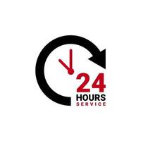 Twenty four hour service vector icon for your business. Logo element illustration, emblem, label, badge, sticker. Simple 24 hour service concept. Can be used in web and mobile.