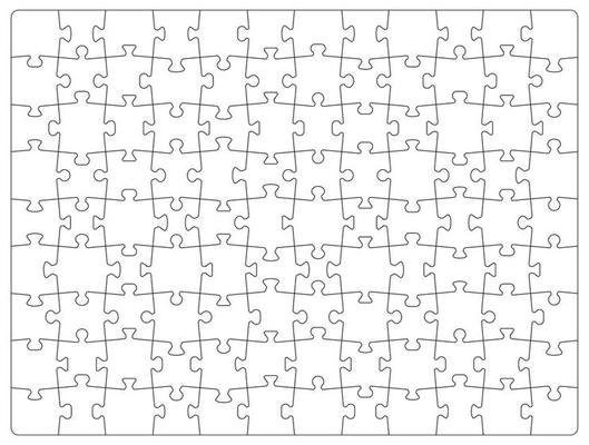 Jigsaw puzzle grid template, blank white pieces