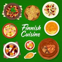 finlandés cocina restaurante comidas menú cubrir página vector