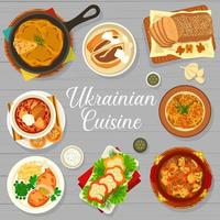 Ukrainian cuisine menu cover page design vector