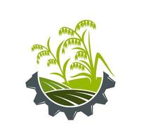 Agriculture icon with rice field and cog wheel vector