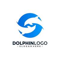 Dolphin Logo Template Vector. Dolphin jumping logo design concept. vector