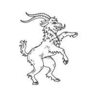 Rampart goat medieval heraldic animal sketch vector