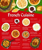 French cuisine restaurant menu design template vector