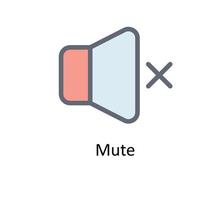 Mute Vector Fill Outline Icons. Simple stock illustration stock