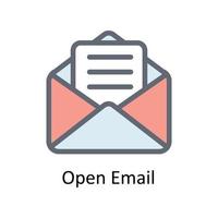 Open Email Vector Fill Outline Icons. Simple stock illustration stock