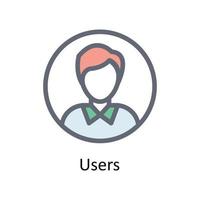 Users Vector Fill Outline Icons. Simple stock illustration stock