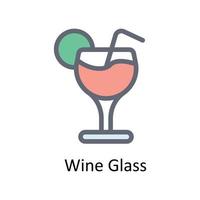 wine Glass Vector Fill Outline Icons. Simple stock illustration stock