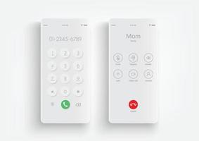 Phone screen call mockup. Mobile device interface template. Incoming call smartphone display. Keypad for template in touchscreen device. vector