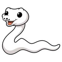 Cute white leucistic ball python snake cartoon vector