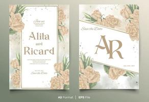 watercolor wedding invitation card template with yellow flower ornament