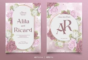 watercolor wedding invitation template with colorful flower ornament