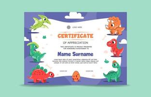 divertido dinosaurio certificado modelo vector