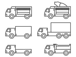 truck line icon set vector design