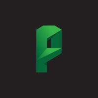 green 3d p logo vector design