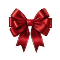 Red Silk Bow on White Background. png