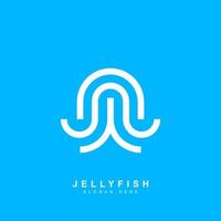 Jellyfish concept stroke symbol design on blue background vector