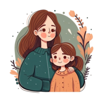 madre y hija dibujos animados separar png