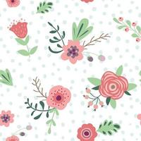 Centle seamless pattern with flowers leaves branches. Seamless floral background for wallpaper, fabric, wrapping paper, stationery and textile design amd decoration Vector illustration Pastel colors.