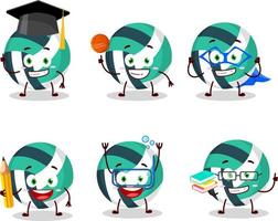 School student of volley ball cartoon character with various expressions vector