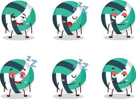 dibujos animados personaje de voleo pelota con soñoliento expresión vector