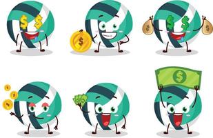 Volley ball cartoon character with cute emoticon bring money vector