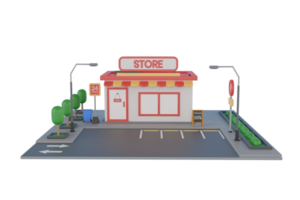 boutique bâtiment. miniature boutique 3d illustration. 3d le rendu png