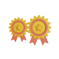 3D icon medal with star and ribbon. 3d rendering medal with star icon.  Quality guarantee of product champion award png