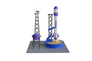 3d illustratie van ruimte lancering systeem. een groot ruimte raket klaar voor launch. ruimte lancering systeem duurt uit. 3d illustratie png