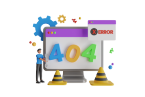 página no encontró 404 diseño. 404 error web página concepto. mínimo estilo. 3d representación png