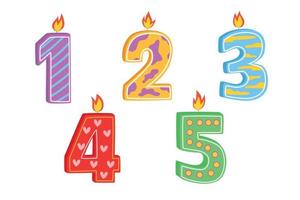 Cute birthday candles vector cartoon