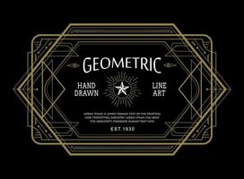 Vintage linear thin line geometric shape art deco retro design frame badge vector