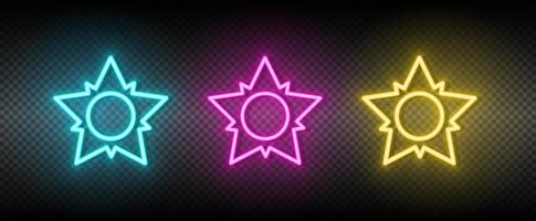 Sun blue, pink and yellow neon vector icon set.