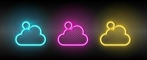 Sun blue, pink and yellow neon vector icon set.