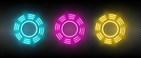 Sun blue, pink and yellow neon vector icon set.