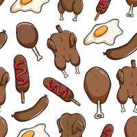 tasty meat for steak seamless pattern on white background vector