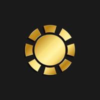 sun gold icon. Vector illustration of golden style. Summer time on dark background .