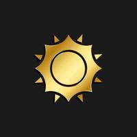 sun gold icon. Vector illustration of golden style. Summer time on dark background .