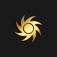 sun gold icon. Vector illustration of golden style. Summer time on dark background .