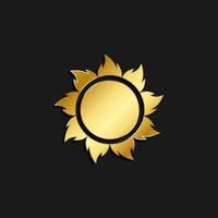 sun gold icon. Vector illustration of golden style. Summer time on dark background .