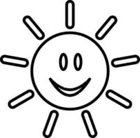 sun, emoji line icon vector. Outline vector icon sun emoji on white background.
