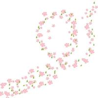 Spring Blooming Tree Branches. Nature illustration with blossom branch of pink sakura flowers. Vector template on vibrant gradient background.