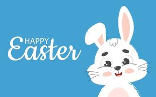 Happy Easter banner with bunny. Horizontal poster with lettering  greetings. Trendy vector illustration.