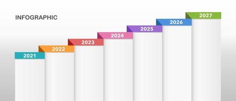 Ladder infographic folding paper timeline 7th anniversary. Vector illustration.