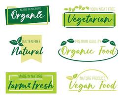 Organic food, natural, farm fresh and healthy product for food market. vector