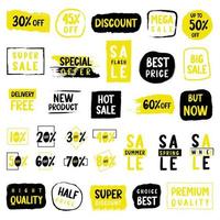 Set of Price tags. Promotional sale badge and retail paper stickers. vector